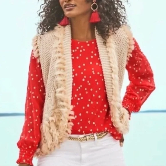 NWT Lilly Pulitzer Torini Sequin Sweater Vest in Heathered Latte Metallic - Picture 10 of 17